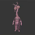 Organ and Hair Features of Humanoid in Robe with Spherical Organs and Tentacle like Hair