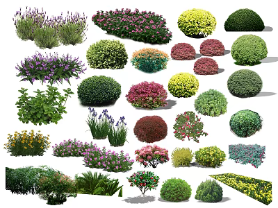 Arbor as Central Element in Garden Landscaping with Diverse Shrubs and Colorful Plants 3d model