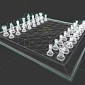 Classic Chess Set With Black And White Pieces On Wooden Frame Chessboard