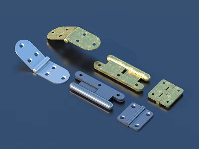 Assorted Metal Hinges in Gold Silver Black for Furniture Hardware Applications 3d model