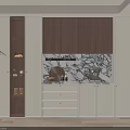 Modern Built in Wine Cabinet With Marble Backsplash And Lighting Design 3d model