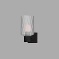 Wall Lamp With White Ribbed Glass Shade And Black Base On Light Wall