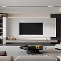 Modern Living Room Interior Design With TV Wall Sofa Coffee Table And Plant