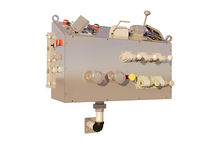 Industrial Control Panel With Multiple Buttons Knobs Switches And Indicator Lights 3d model