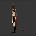 Fantasy Female Character With Creature Themed Headdress And Armored Outfit In Outstretched Pose
