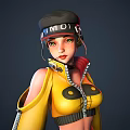 Game and Movie Character in Yellow Jacket with Black Tight Pants and Long Sleeves