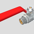 Metallic Water Faucet With Red Handle DN25 16BAR Markings And Ball Valve Design
