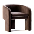 Brown Upholstered Accent Chair With Modern Curved Armrests And Stylish Comfortable Design