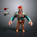 Man With Red Beret Sunglasses Beard Green Jacket Badges Brown Pants Boots Pipe And Pistol