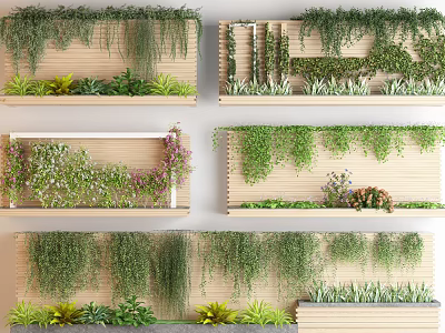 Vine Covered Wall Decor Designs With Hanging Greenery And Wooden Backdrops 3d model