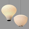 Modern Minimalist White Pendant Lights With Diamond Pattern And Vertical Striped Design 3d model