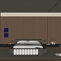 Modern Bedroom Interior Design With Wooden Wall Panels Platform Bed Area Rug And Decorative Art