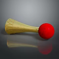 Golden Computer Accessory With Red Sphere And Geometric Patterns On Gray Background 3d model