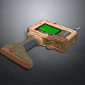 Handheld Sci Fi Device With Green Screen Brown Beige Casing Handle And Antenna