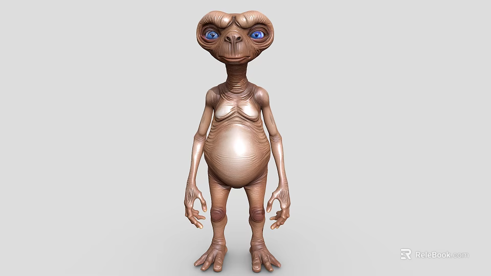Large Eyed Alien Game And Movie Character With Slender Limbs And Rounded Belly 3d model 