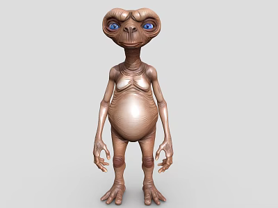 Large Eyed Alien Game And Movie Character With Slender Limbs And Rounded Belly 3d model