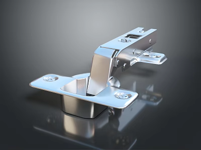 Stainless Steel Silver Metal Hinge With Screws For Furniture Cabinet Hardware 3d model