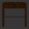 Solid Wooden Side Table With Drawer And Lower Shelf In Brown Finish 3d model