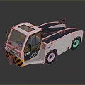 White And Blue CHK Airport Tow Truck With Yellow Black Striped Cab