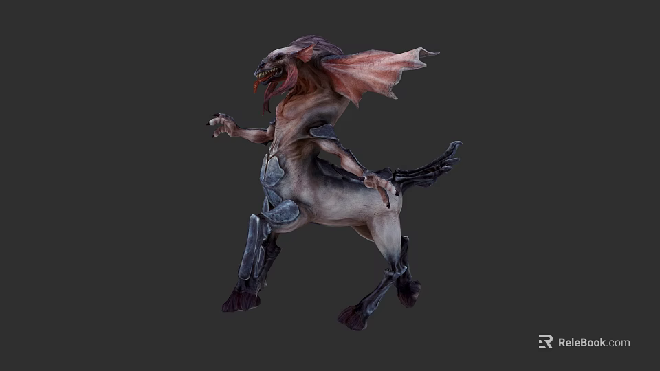 Mythical Hybrid Game Movie Character With Goat Head Large Ears Armored Parts And Dynamic Pose 3d model 