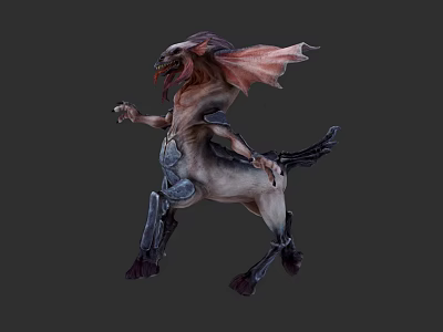Mythical Hybrid Game Movie Character With Goat Head Large Ears Armored Parts And Dynamic Pose 3d model
