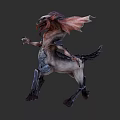 Mythical Hybrid Game Movie Character With Goat Head Large Ears Armored Parts And Dynamic Pose