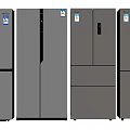 Modern Gray Refrigerators With Various Door Styles And Sleek Design For Kitchen 3d model