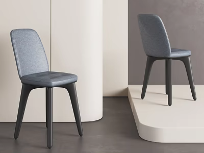 Minimalist Gray Upholstered Single Chair With Black Legs In Modern Interior 3d model