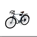 Vintage Blue Bicycle With Brown Seat Curved Handlebars Rear Rack And Fenders