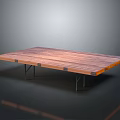 Rectangular Wooden Dining Table With Wood Grain Surface And Metal Legs