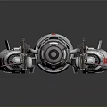Futuristic Spaceship 3D Model With Mechanical Engines Red Thrusters And Streamlined Detailed Structure 3d model