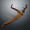 Ancient Wooden Crossbow With Curved Arm And Metal Components Historical Weapon Structure