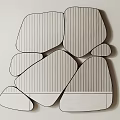 Modern Decorative Irregularly Shaped Mirrors With Vertical Stripes Arranged On Wall 3d model