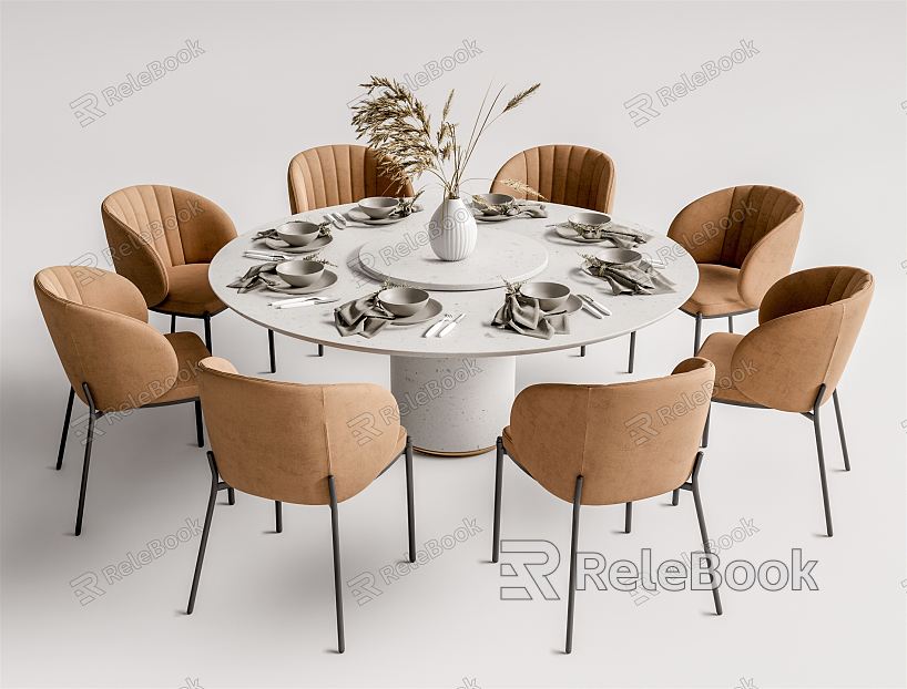 Modern Dining Table and Chair Combination Round Table and Chair Combination model