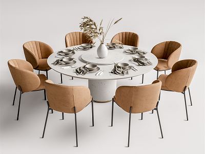 Modern Dining Table and Chair Combination Round Table and Chair Combination model