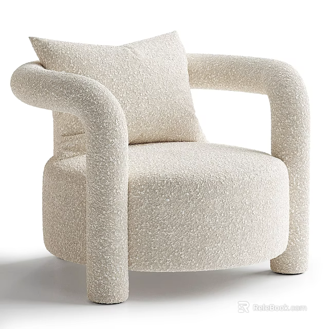 Cream Modern Sofa and Coffee Table Set Featuring Thick Armrests and Cozy Cushion 3d model 