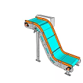 Industrial Conveyor Belt Curved Design Blue Surface Orange Edges Supporting Frames For Material Handling