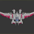 Futuristic Pink And White Spacecraft With Multiple Wings Blue Details For Space Exploration Mission