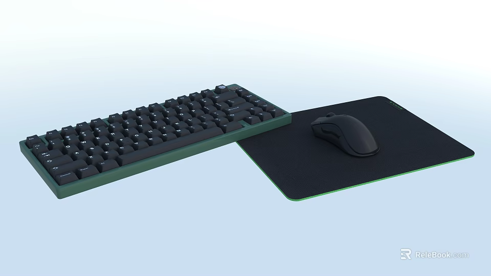 Sleek Modern Computer Keyboard Mouse And Mouse Pad For Workspace Setup 3d model 