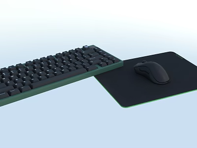 Sleek Modern Computer Keyboard Mouse And Mouse Pad For Workspace Setup 3d model