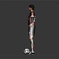 Professional Football Player Wearing Red And Black Striped Jersey Number 22 With Soccer Ball