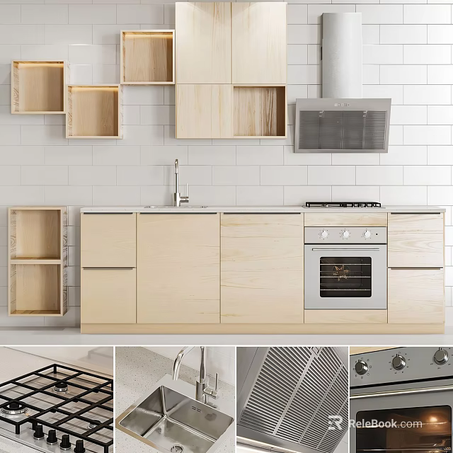 Light Wood Kitchen Cabinets In Modern Kitchen 3d model