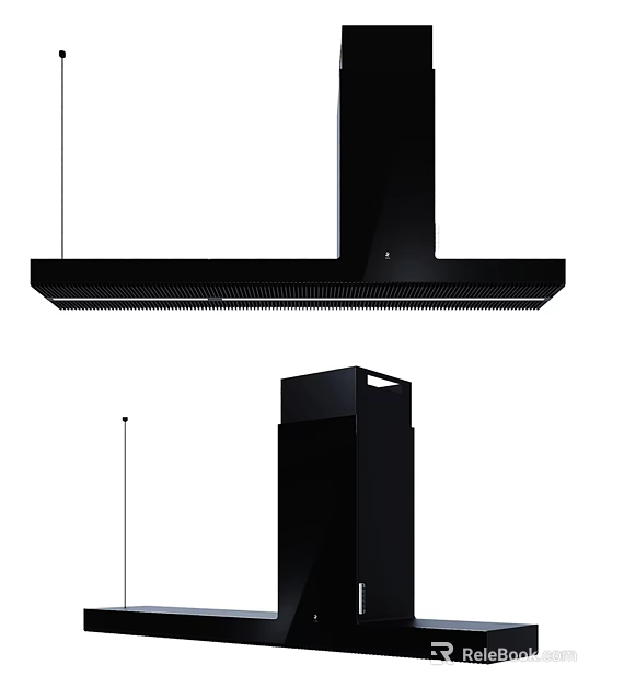 Black Range Hood Kitchen Appliance With Different Angles View And Modern Design 3d model 