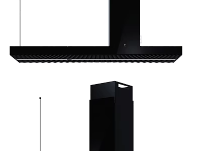 Black Range Hood Kitchen Appliance With Different Angles View And Modern Design 3d model