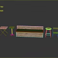 Modern Wooden Outdoor Chair With Green Cushion And Side Tables Benches Outdoor Seating Set