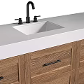 Modern Wooden Bathroom Vanity With White Countertop Faucet And Multiple Drawers