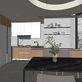 Modern Open Kitchen Dining Room 3d model