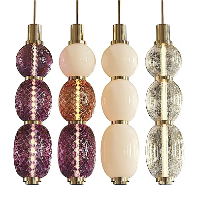 Modern Multi Layer Spherical Chandeliers with Textured Glass and Metal Accents for Home Interior Decor 3d model
