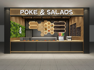 Modern Salad Shop Light Food Shop 3d model