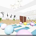 Spacious Bright Fitness Studio Featuring Colorful Yoga Balls And Blue Mats